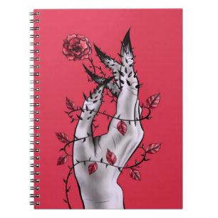 Creepy Hand mit Rosen-und Dornen-gotischer Kunst Notizblock