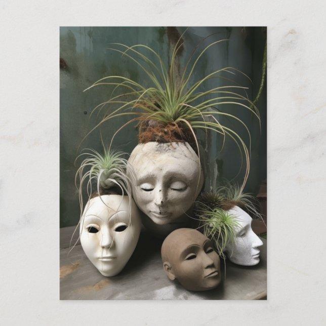 Creepy Head Planters Postkarte (Vorderseite)