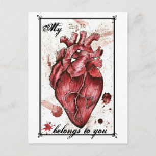 Creepy Heart Liebe Card Edgar Allan Poe Zitat Postkarte