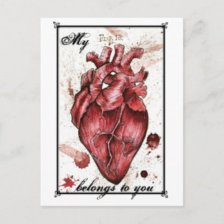 Creepy Heart Liebe Card Edgar Allan Poe Zitat Postkarte