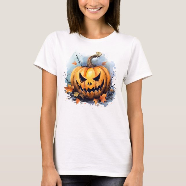 Creepy Herbst Jack-o-Laterne T-Shirt (Vorderseite)