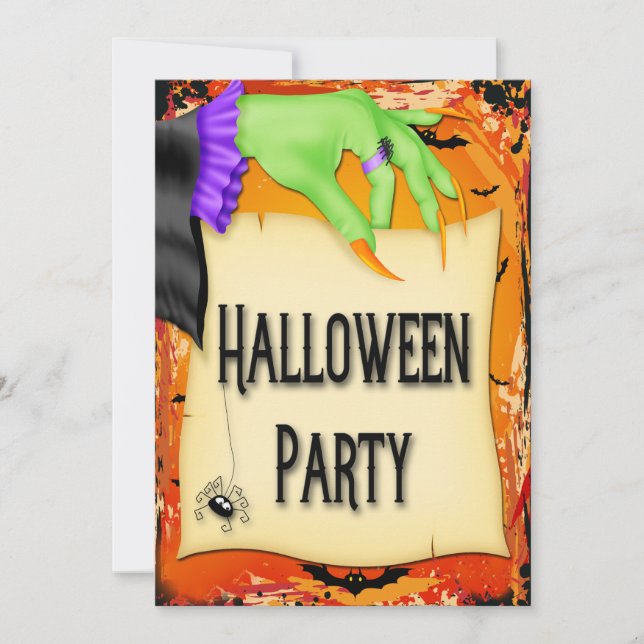 Creepy Hexe Hand Halloween-Party Einladung (Vorderseite)