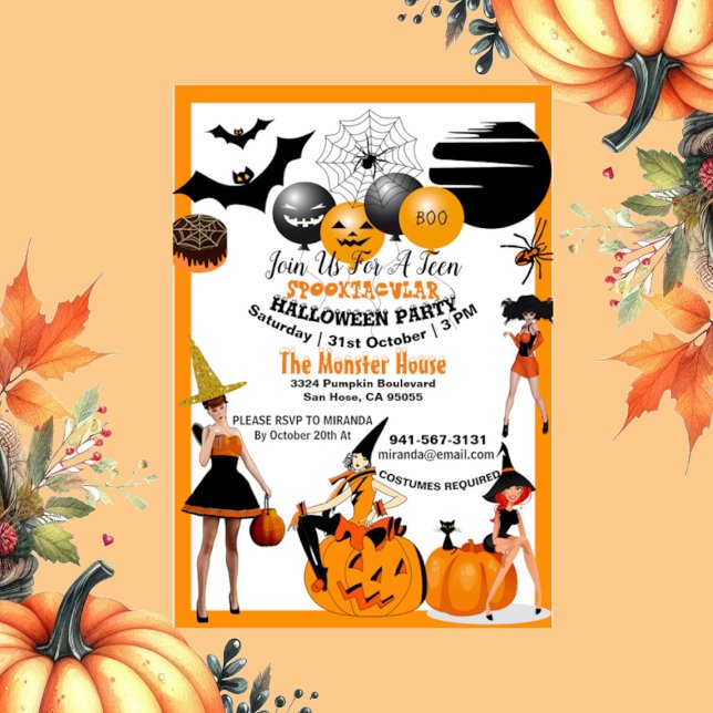 Creepy Hexen Spooktacular Halloween-Party Teens Einladung (Creepy Witches Spooktacular Halloween Party Teens Invitation)