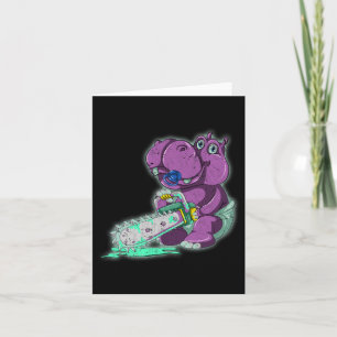 Creepy Hippo Beängstigend Vaporwave Animal Chainsa Karte