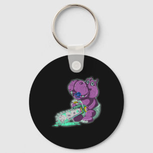 Creepy Hippo Beängstigend Vaporwave Animal Chainsa Schlüsselanhänger