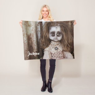 Creepy Horror Doll in Sepia Tones Fleecedecke