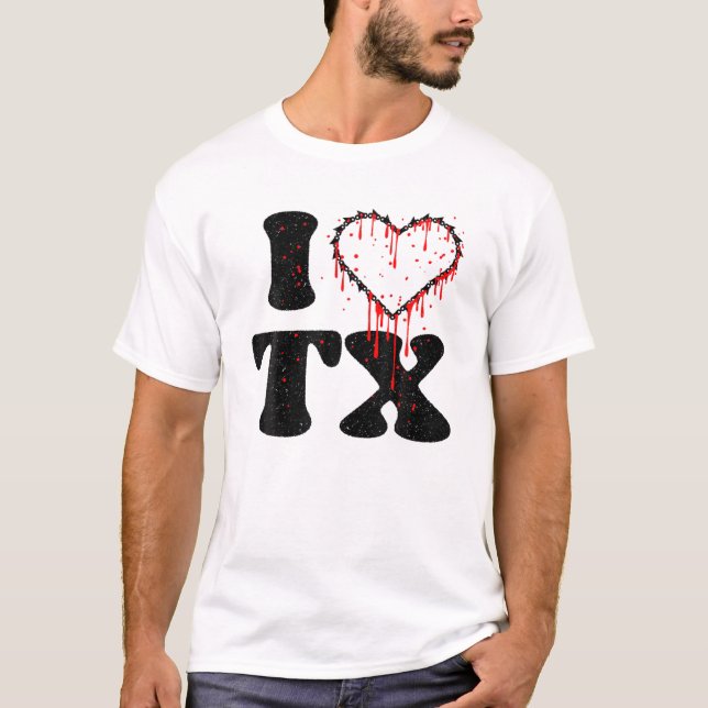 Creepy I Liebe Tx Chainsaw Herzblutgeschenke T-Shirt (Vorderseite)
