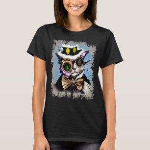 Creepy Illuminati Cat Cyborg Monocle Steam Cat Pup T-Shirt