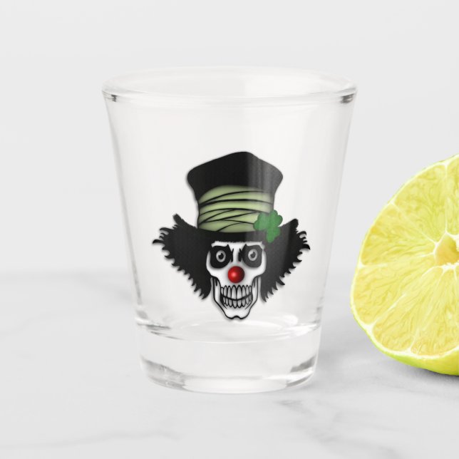 Creepy Irish Skeleton Clown Schnapsglas (Vorderseite)