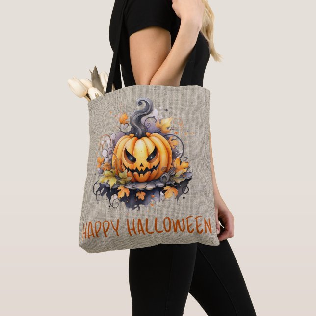 Creepy Jack-O' Lantern Burlap Happy Halloween (Von Nahem)