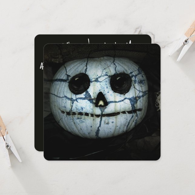 Creepy Jack-o-Lantern Halloween Einladung (Vorderseite/Rückseite Beispiel)