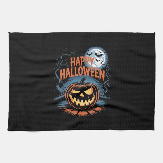 Creepy Jack O� Lantern Halloween Geschirrtuch (Horizontal)