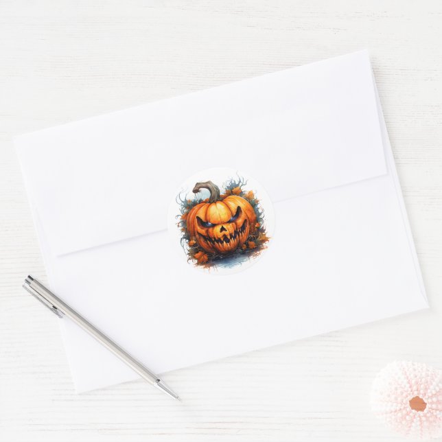 Creepy Jack-O-Lantern Runder Aufkleber (Umschlag)