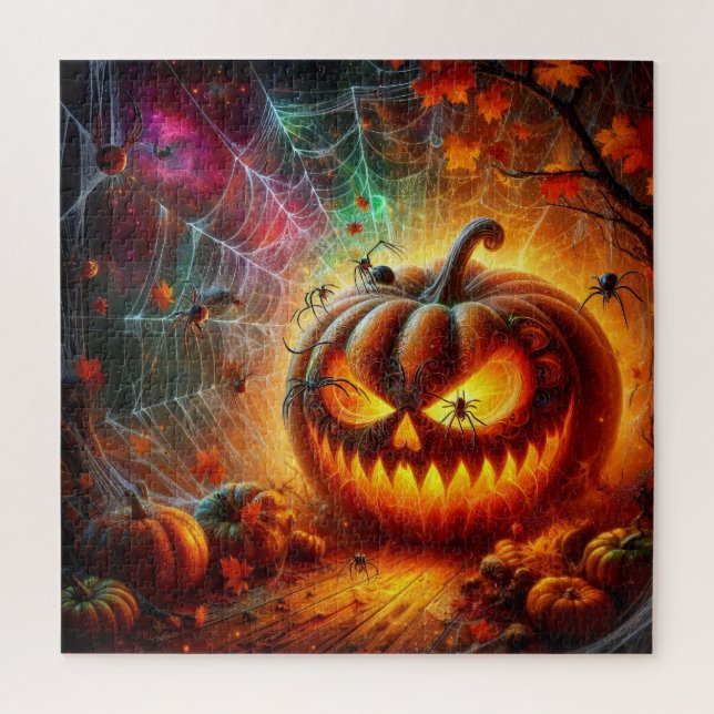 Creepy Jack-O-Lantern und Spinnen Puzzle (Vertikal)