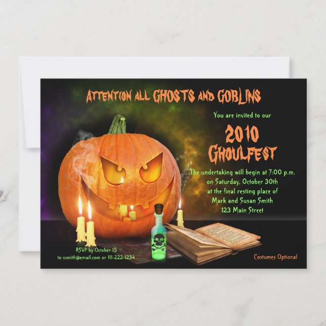 Creepy Jack O'Lantern Halloween-Party Einladung (Vorderseite)