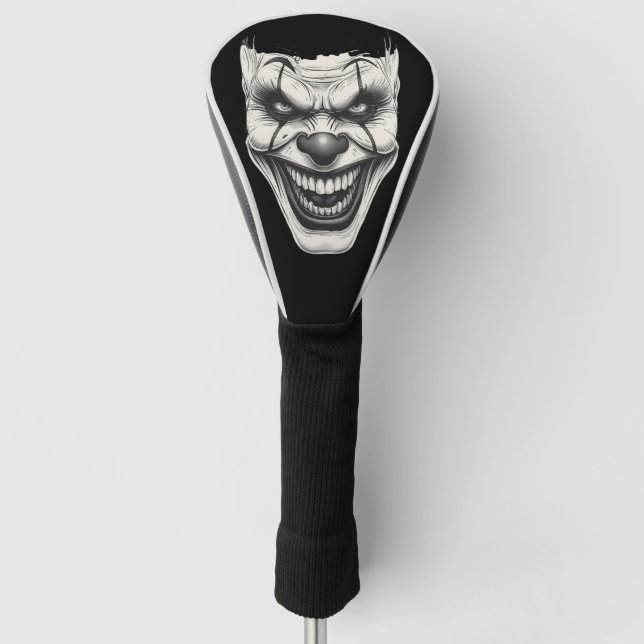 Creepy Killer Clown Smile Monochromatic  Golf Headcover (Vorderseite)