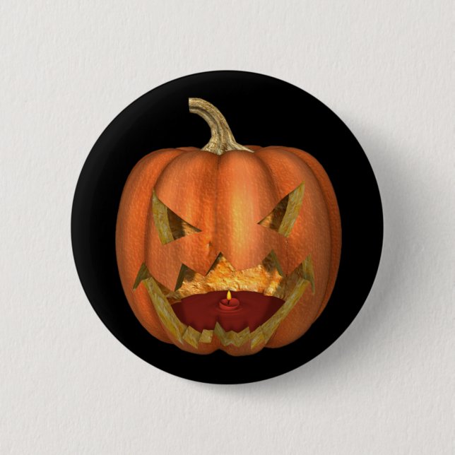 Creepy Kürbislaterne Halloween KRW Button (Vorderseite)
