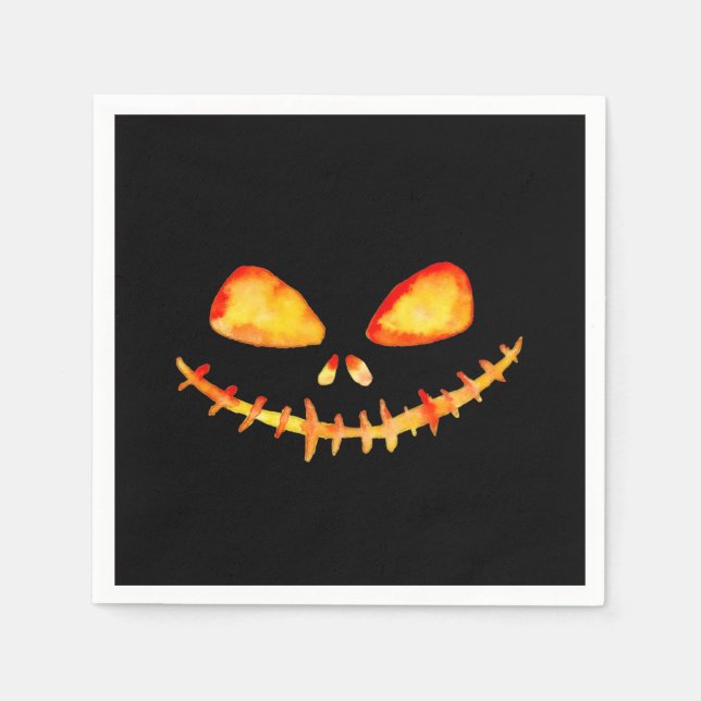 Creepy Lächeln Jack O' Lantern Face Serviette (Vorderseite)