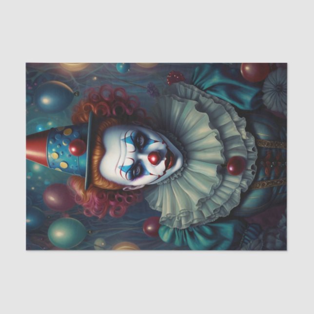Creepy Lady Clown Decoupage Paper Seidenpapier (Vorderseite)