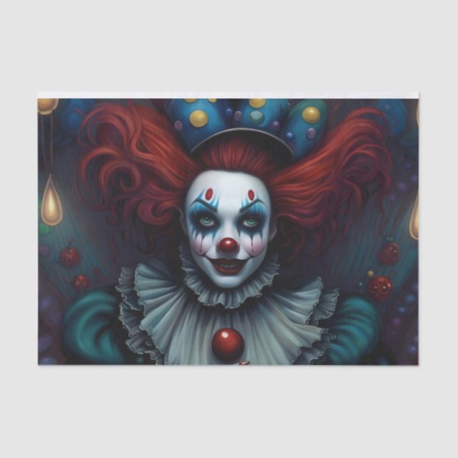 Creepy Lady Clown Halloween Dekoupage Paper Seidenpapier (Vorderseite)