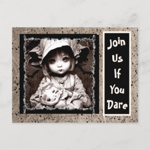 Creepy Little Child Big Eyes Halloween Postkarte