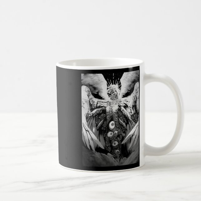 Creepy Manga Biblical Angel Beängstigend Eyes Horr Kaffeetasse (Rechts)