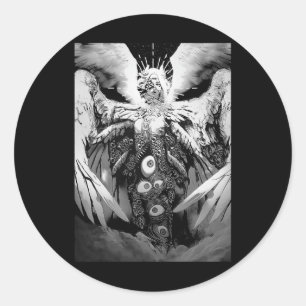 Creepy Manga Biblical Angel Beängstigend Eyes Horr Runder Aufkleber