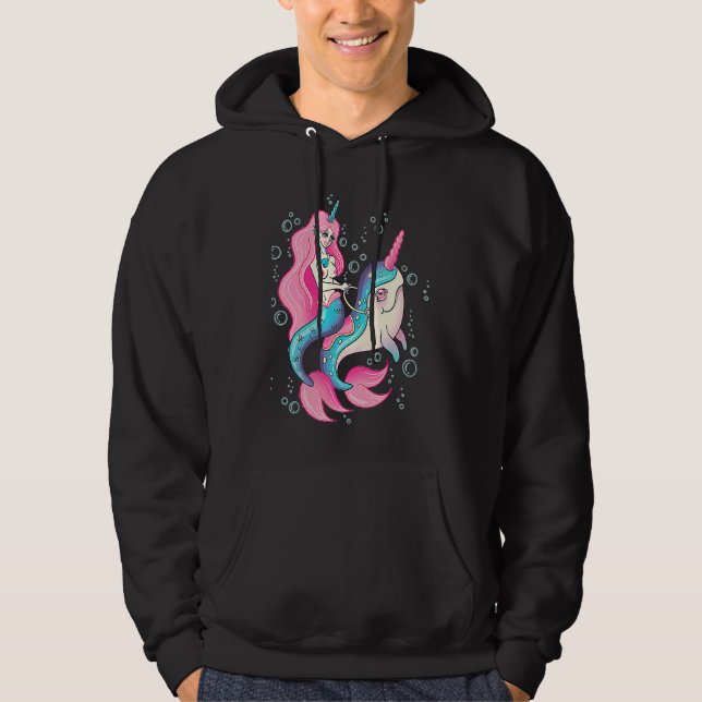 Creepy mermaid riding on a unicorn narwahle Alt sa Hoodie (Vorderseite)