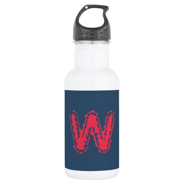 Creepy Monogram Clashing Red auf Blue Edelstahlflasche (Vorderseite)