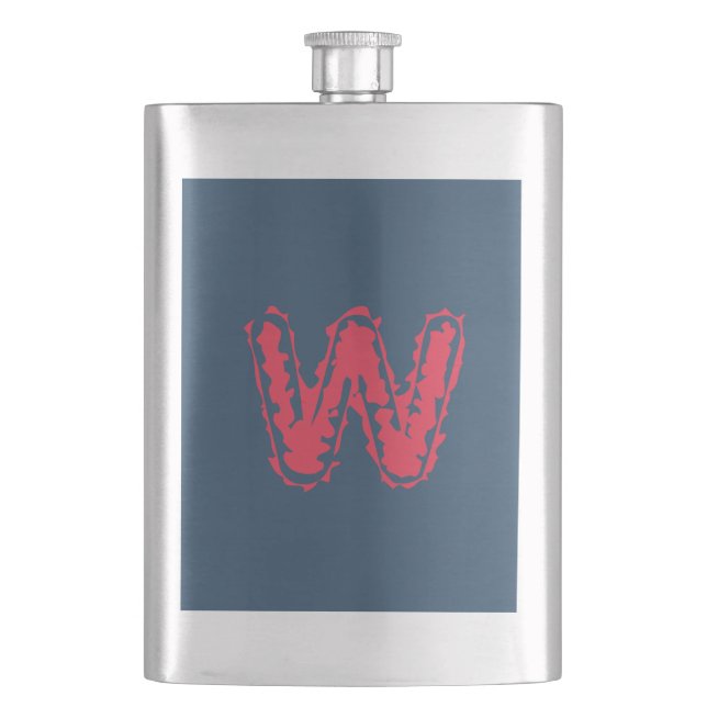 Creepy Monogram Clashing Red auf Blue Flachmann (Vorderseite)