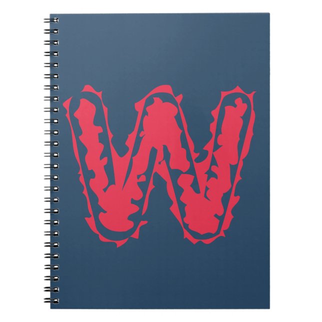 Creepy Monogram Clashing Red auf Blue Notizblock (Vorderseite)