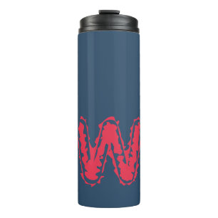 Creepy Monogram Clashing Red auf Blue Thermosbecher