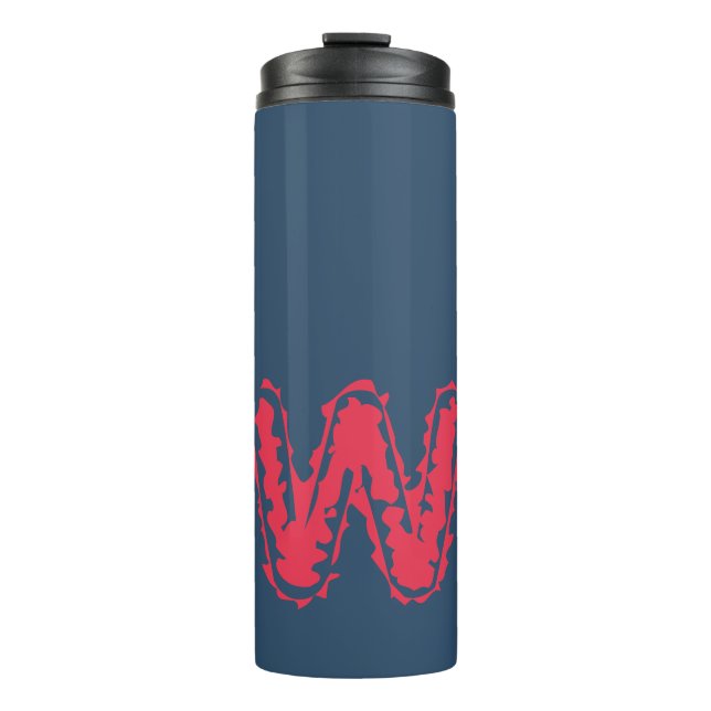Creepy Monogram Clashing Red auf Blue Thermosbecher (Vorderseite)