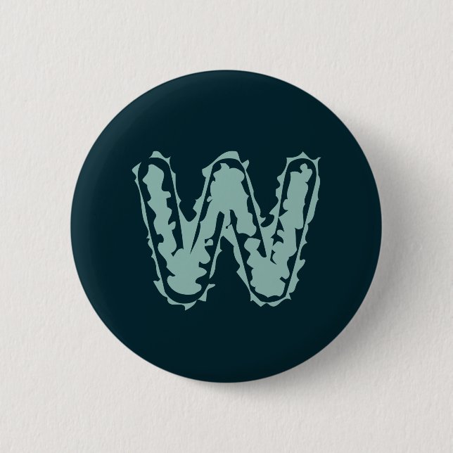Creepy Monogram Mint Green auf Deep Blue Button (Vorderseite)