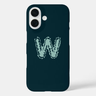 Creepy Monogram Mint Green auf Deep Blue iPhone 16 Hülle