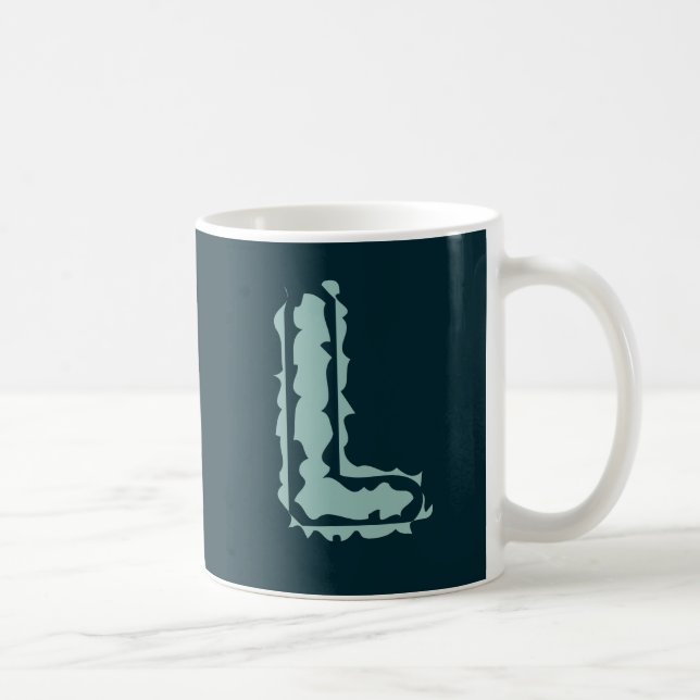 Creepy Monogram Mint Green auf Deep Blue Kaffeetasse (Rechts)