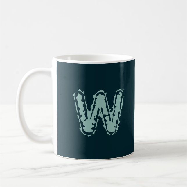 Creepy Monogram Mint Green auf Deep Blue Kaffeetasse (Links)