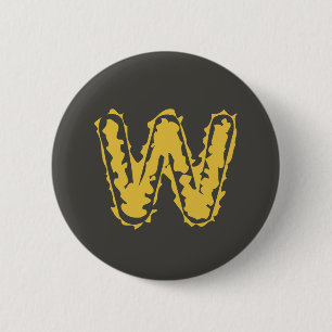Creepy Monogram Moody Yellow on Dark Gray Button