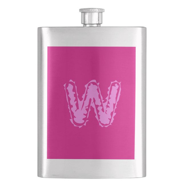 Creepy Monogram Pink auf Pink Flachmann (Vorderseite)