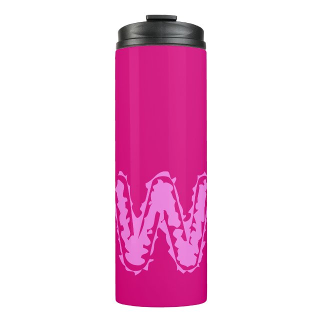 Creepy Monogram Pink auf Pink Thermosbecher (Vorderseite)