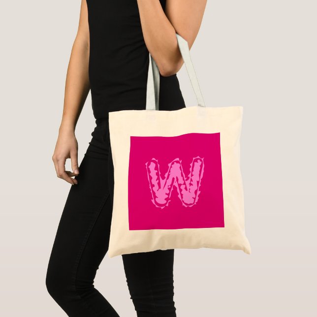 Creepy Monogram Pink auf Pink Tragetasche (Vorderseite (Produkt))