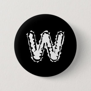 Creepy Monogram White auf Black Button