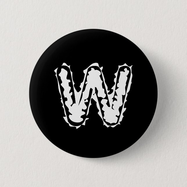 Creepy Monogram White auf Black Button (Vorderseite)