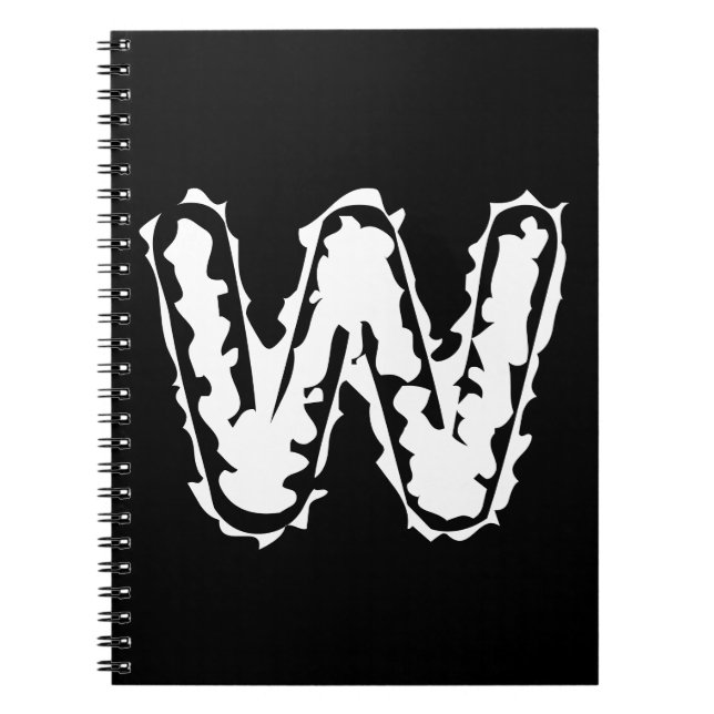 Creepy Monogram White auf Black Notizblock (Vorderseite)