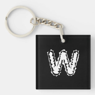 Creepy Monogram White auf Black Schlüsselanhänger