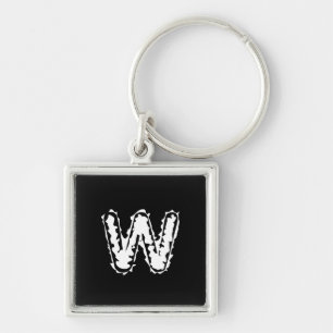 Creepy Monogram White auf Black Schlüsselanhänger