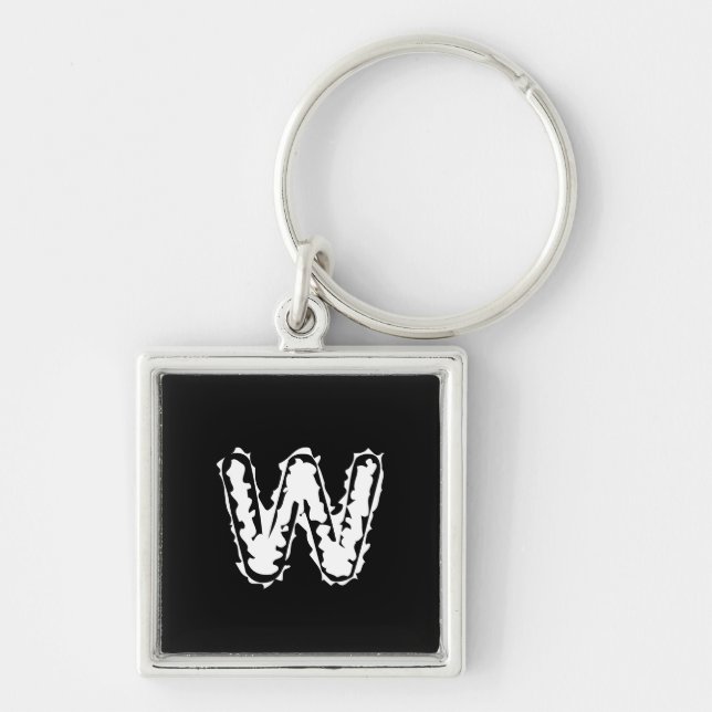 Creepy Monogram White auf Black Schlüsselanhänger (Vorne)