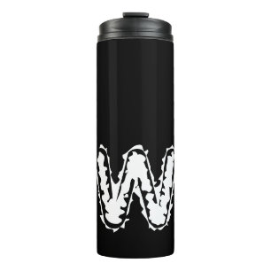 Creepy Monogram White auf Black Thermosbecher