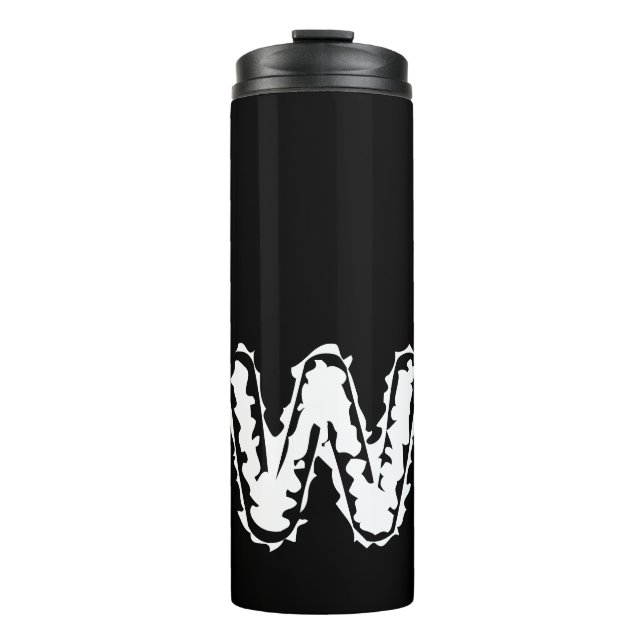 Creepy Monogram White auf Black Thermosbecher (Vorderseite)