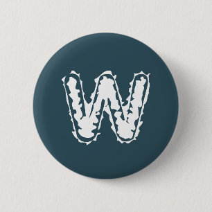 Creepy Monogram White on Blue Button